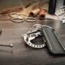 personalisierter Leder Schlüsselanhänger schwarz