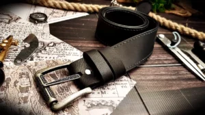 Ledergürtel schwarz mit Vintage Schnalle